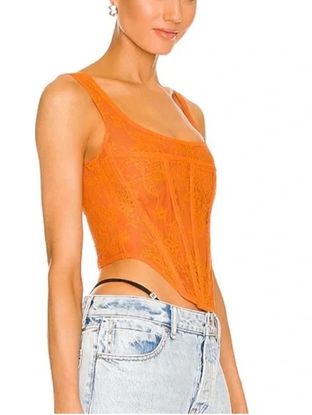 Miaou Orange Lace Corset-Style Camisole